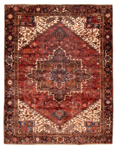Hand-knotted Wool Rug - Dark Red